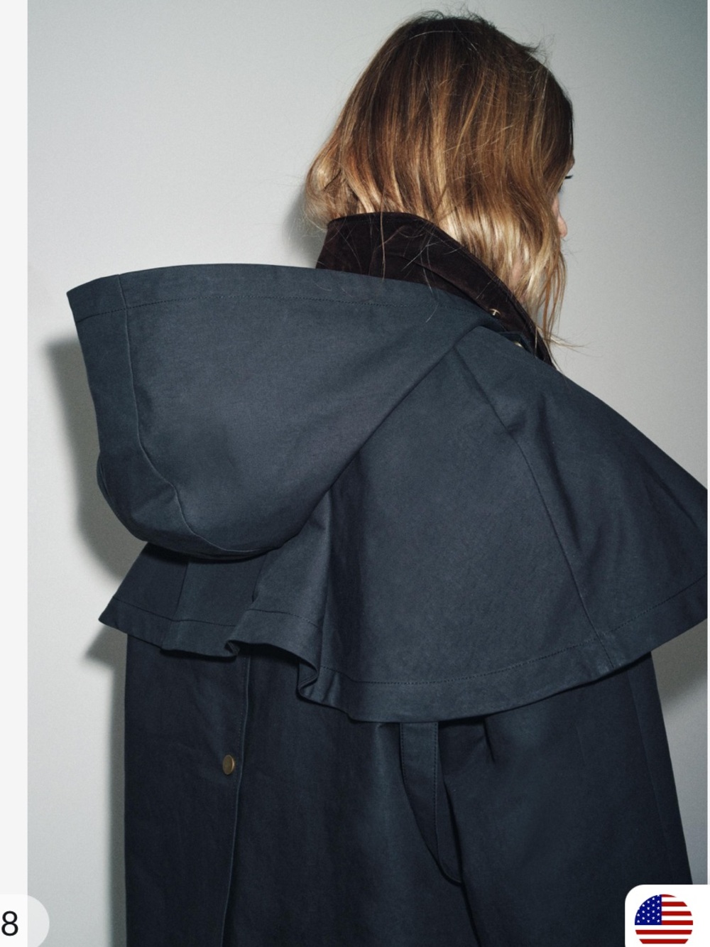 ZARA ZW Collection Viral Hooded Jacket Coat Trench Navy Size S SOLD OUT $179 - Picture 4 of 14